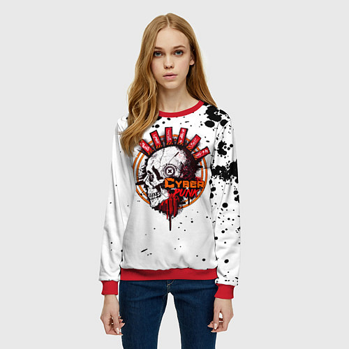 Женский свитшот Cyberpunk 2077 / 3D-Красный – фото 3