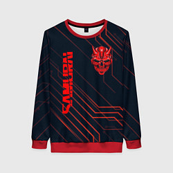 Свитшот женский CYBERPUNK 2077 samurai, цвет: 3D-красный