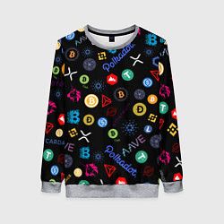 Свитшот женский ЛОГОТИПЫ КРИПТОВАЛЮТ Z, цвет: 3D-меланж