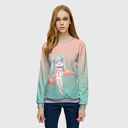 Свитшот женский Чирлидерша с помпонами, цвет: 3D-меланж — фото 2