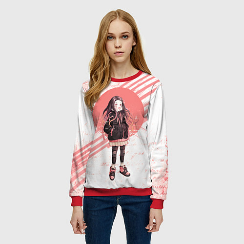 Женский свитшот Незуко / 3D-Красный – фото 3