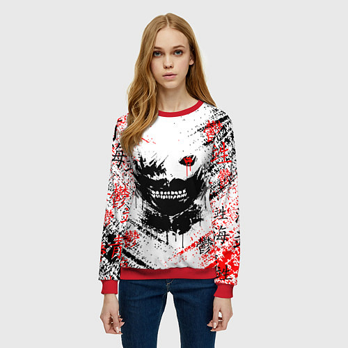 Женский свитшот ТОКИЙСКИЙ ГУЛЬ КЕН КАНЕКИ / 3D-Красный – фото 3