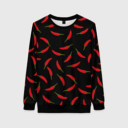 Свитшот женский Chili peppers, цвет: 3D-черный