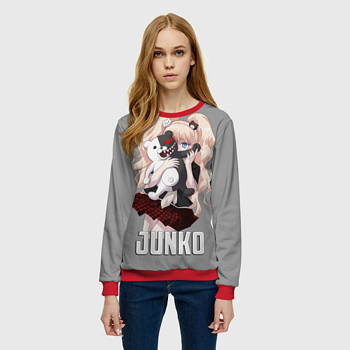 Женский свитшот MONOKUMA JUNKO / 3D-Красный – фото 3