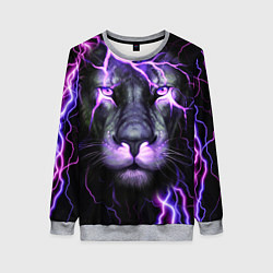 Свитшот женский НЕОНОВЫЙ ЛЕВ NEON LION, цвет: 3D-меланж