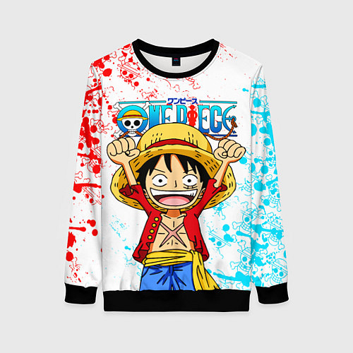 Женский свитшот ONE PIECE ВАН ПИС GLITCH / 3D-Черный – фото 1
