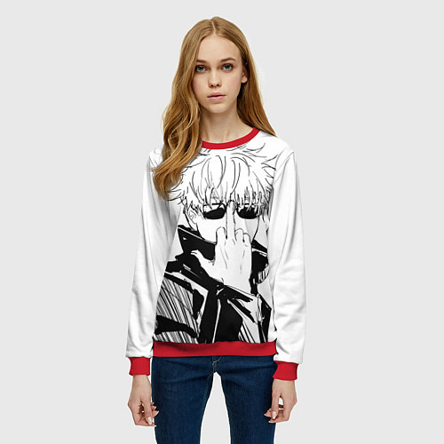 Женский свитшот Магическая битва Годжо / 3D-Красный – фото 3