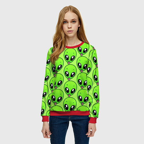 Женский свитшот Инопланетяне / 3D-Красный – фото 3