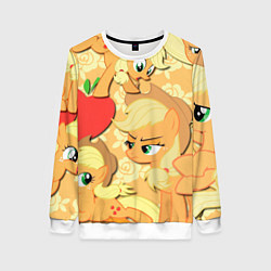 Свитшот женский Applejack pattern, цвет: 3D-белый