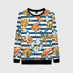 Свитшот женский Тельняшка, цвет: 3D-черный