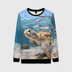Свитшот женский Морская черепаха, цвет: 3D-черный