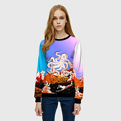 Свитшот женский Осьминог в Лаве Градиент, цвет: 3D-черный — фото 2