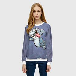 Свитшот женский Акула, цвет: 3D-белый — фото 2