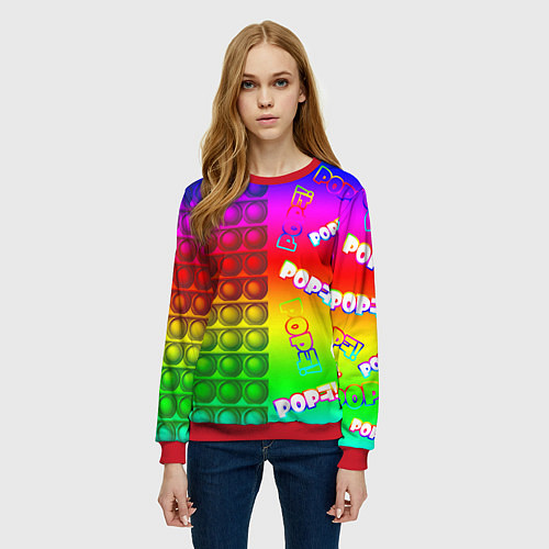 Женский свитшот POP it! / 3D-Красный – фото 3