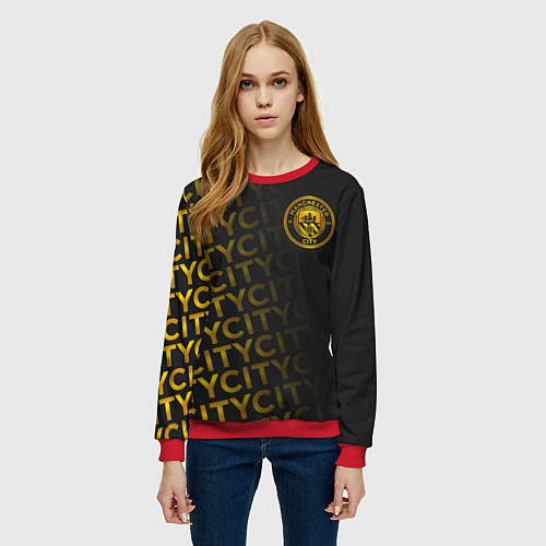 Женский свитшот МАНЧЕСТЕР СИТИ ЗОЛОТО GOLD / 3D-Красный – фото 3