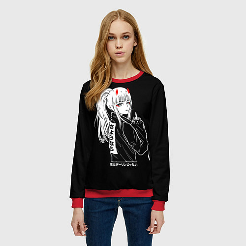 Женский свитшот Зеро Ту показывает палец / 3D-Красный – фото 3