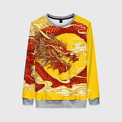 Свитшот женский Китайский Дракон, China Dragon, цвет: 3D-меланж