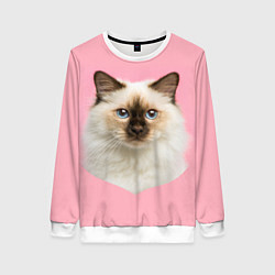 Свитшот женский Пушистый кот, цвет: 3D-белый