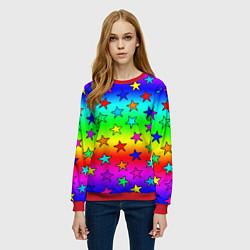 Свитшот женский Радужные звезды, цвет: 3D-красный — фото 2