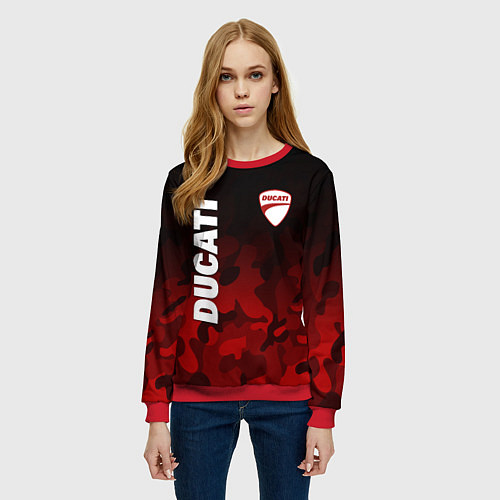 Женский свитшот DUCATI ДУКАТИ КАМУФЛЯЖ / 3D-Красный – фото 3