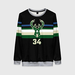 Свитшот женский Milwaukee Bucks форма Яннис Адетокумбо, цвет: 3D-меланж