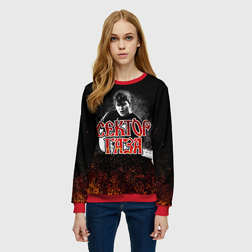 Женский свитшот Сектор Газа Юра ХОЙ / 3D-Красный – фото 3