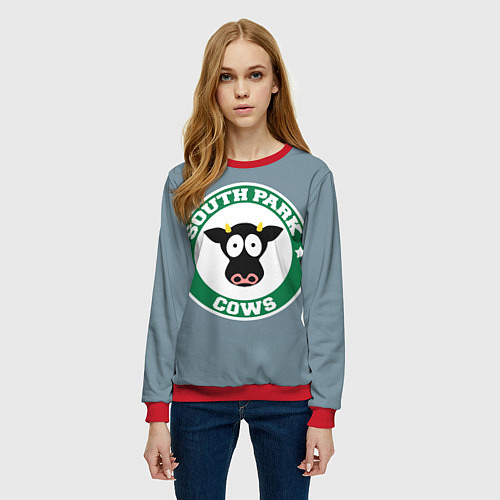 Женский свитшот Коровы вперед / 3D-Красный – фото 3