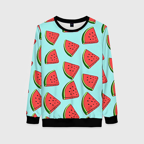 Женский свитшот Дольки арбузов / 3D-Черный – фото 1