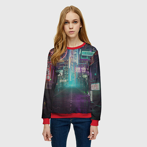 Женский свитшот Neon Tokyo / 3D-Красный – фото 3