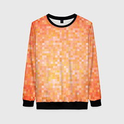 Свитшот женский Оранжевая пиксель абстракция, цвет: 3D-черный