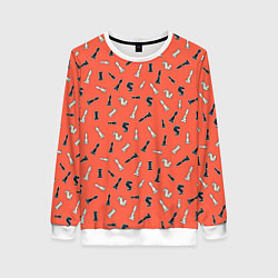 Свитшот женский Шахматы паттерн, цвет: 3D-белый