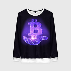 Свитшот женский BITCOIN IN HAND БИТКОИН, цвет: 3D-белый