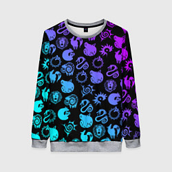 Свитшот женский 7 СМЕРТНЫХ ГРЕХОВ НЕОН ЭМБЛЕМЫ, цвет: 3D-меланж