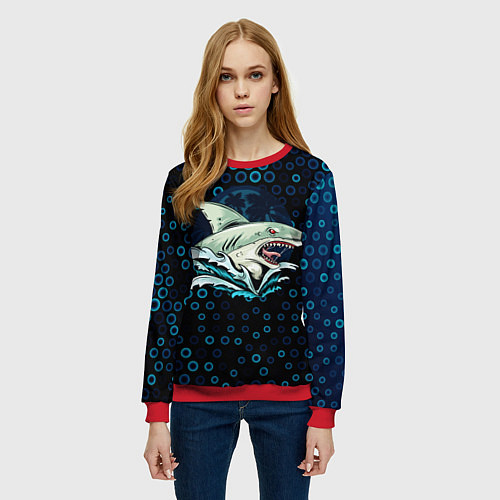 Женский свитшот Морская угроза / 3D-Красный – фото 3