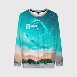 Свитшот женский Shark in sea, цвет: 3D-меланж