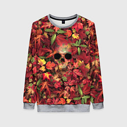 Свитшот женский Осенний череп, цвет: 3D-меланж