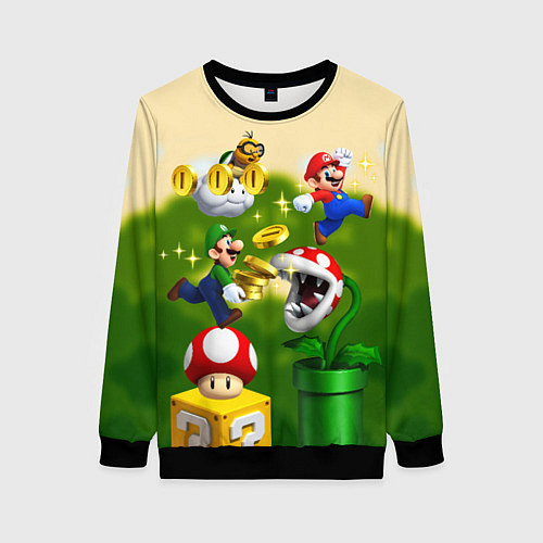 Женский свитшот Mario Coins / 3D-Черный – фото 1
