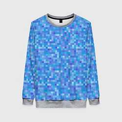 Свитшот женский Голубая пиксель абстракция, цвет: 3D-меланж