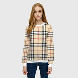 Свитшот женский Клетчатый принт в стиле Burberry, цвет: 3D-белый — фото 2