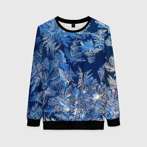 Женский свитшот Снежинки макро snowflakes macro / 3D-Черный – фото 1