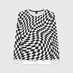 Свитшот женский Черно-белая клетка Black and white squares, цвет: 3D-белый
