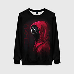 Женский свитшот ИГРА В КАЛЬМАРА, СТРАЖ ТРЕУГОЛЬНИК, ФИГУРЫ ИГРЫ