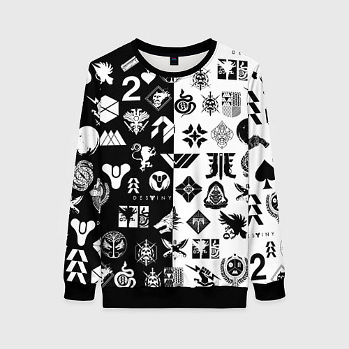Женский свитшот DESTINY LOGOBOMBING ЧЁРНО БЕЛОЕ / 3D-Черный – фото 1