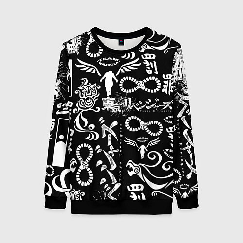 Женский свитшот ТОКИЙСКИЕ МСТИТЕЛИ ЛОГОБОМБИНГ TOKYO REVENGERS LOG / 3D-Черный – фото 1