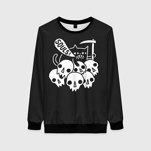 Женский свитшот Кот - Жнец / 3D-Черный – фото 1