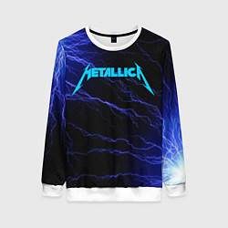 Женский свитшот METALLICA BLUE FLASH МЕТАЛЛИКА СИНИЕ МОЛНИИ