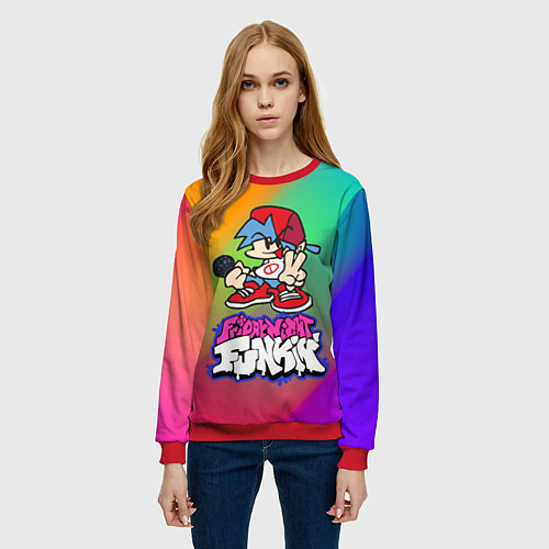 Женский свитшот BOYFRIEND FRIDAY NIGHT FUNKIN / 3D-Красный – фото 3