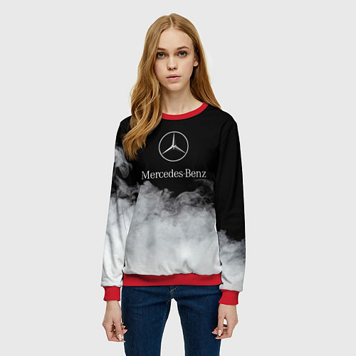 Женский свитшот Mercedes-Benz Облака / 3D-Красный – фото 3
