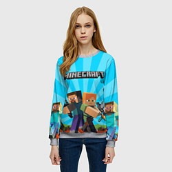 Свитшот женский МАЙНКРАФТ ГЕРОИ ИГРЫ MINECRAFT, цвет: 3D-меланж — фото 2