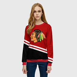 Свитшот женский Chicago Blackhawks, NHL, цвет: 3D-красный — фото 2